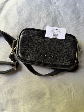 Coach Black Leather Camera Bag Crossbody + Roots Canada Strap